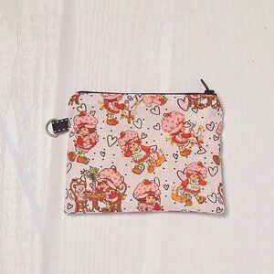 Strawberry Shortcake Zipper Pouch: Handmade Cotton Coin Purse